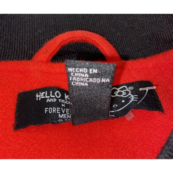 Hello Kitty Sanrio Forever 21 Men's Black Red Letterman Varsity Jacket X-Large - Picture 6 of 14